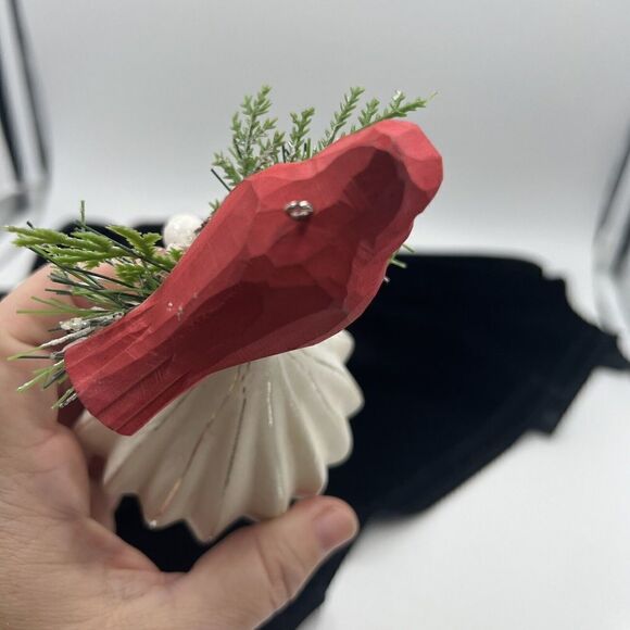 Large Cardinal Glass Ornament Red Bird Hanging  Dimensional Mixed Media Red Bird - Picture 6 of 7